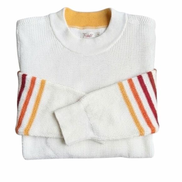 Faherty Throwback Striped Sleeve Sweater small - Picture 1 of 5